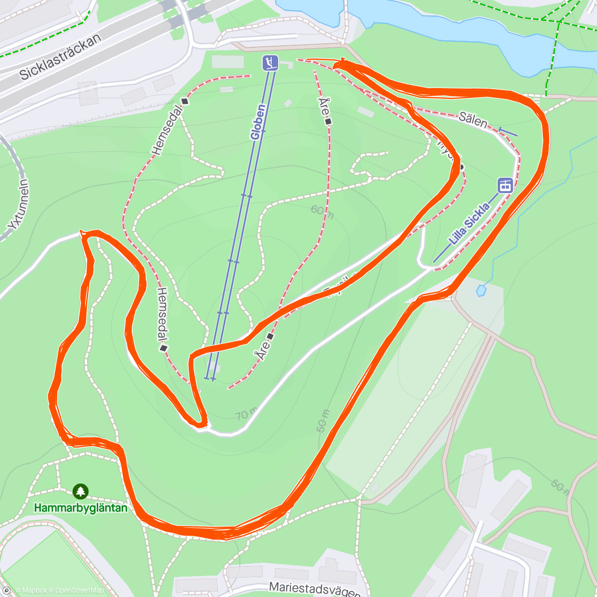 Map of the activity, Hammarby alpinmaraton