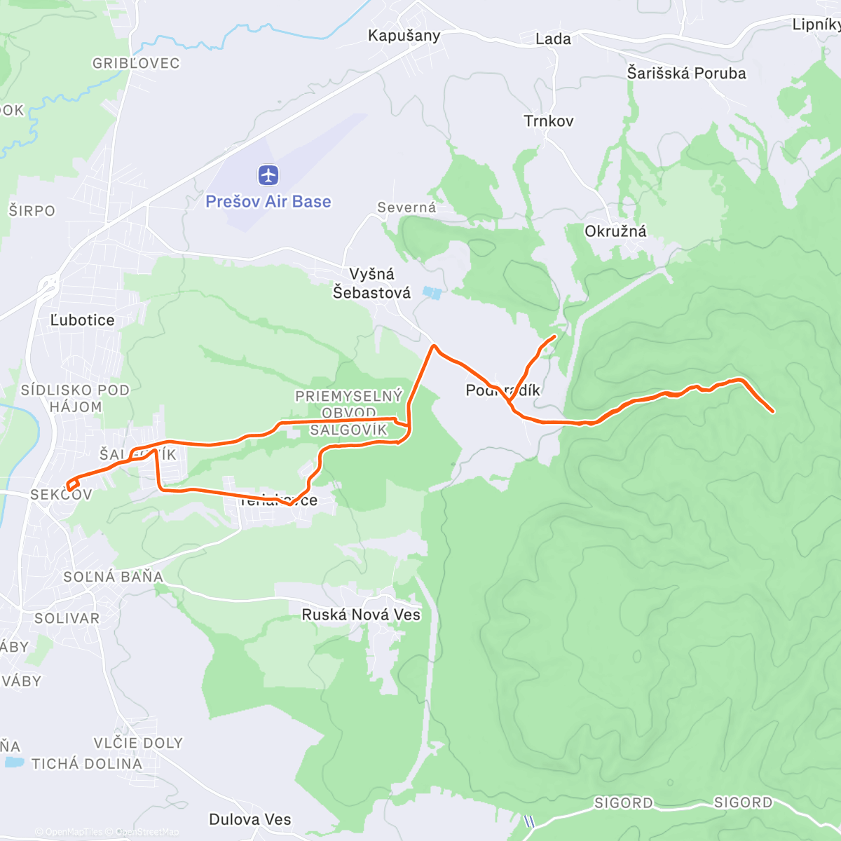 Map of the activity, Podhradík 1