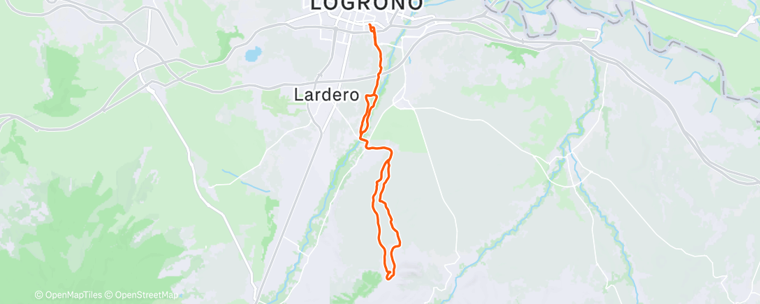 Map of the activity, Bicicleta de montaña vespertina