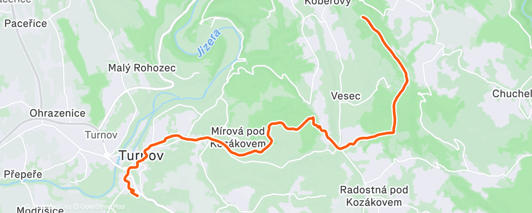Map of the activity, Afternoon Run