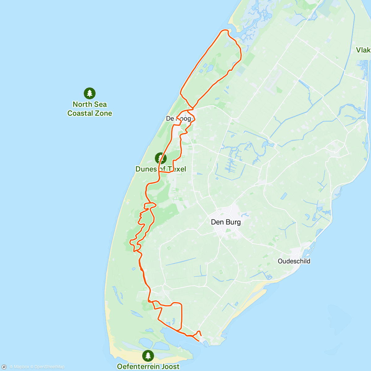 Map of the activity, Afkoeling op Texel
