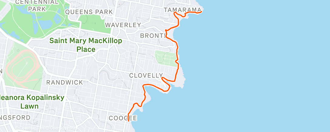 Map of the activity, Coogee north