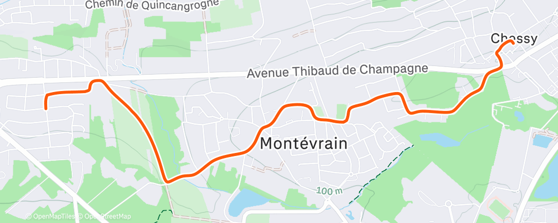 Map of the activity, Sortie vélo en soirée