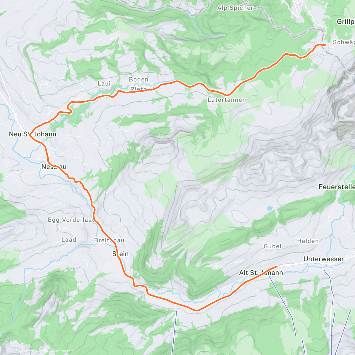 Map of the activity, ROUVY - Winter Alt St. Johan | Switzerland