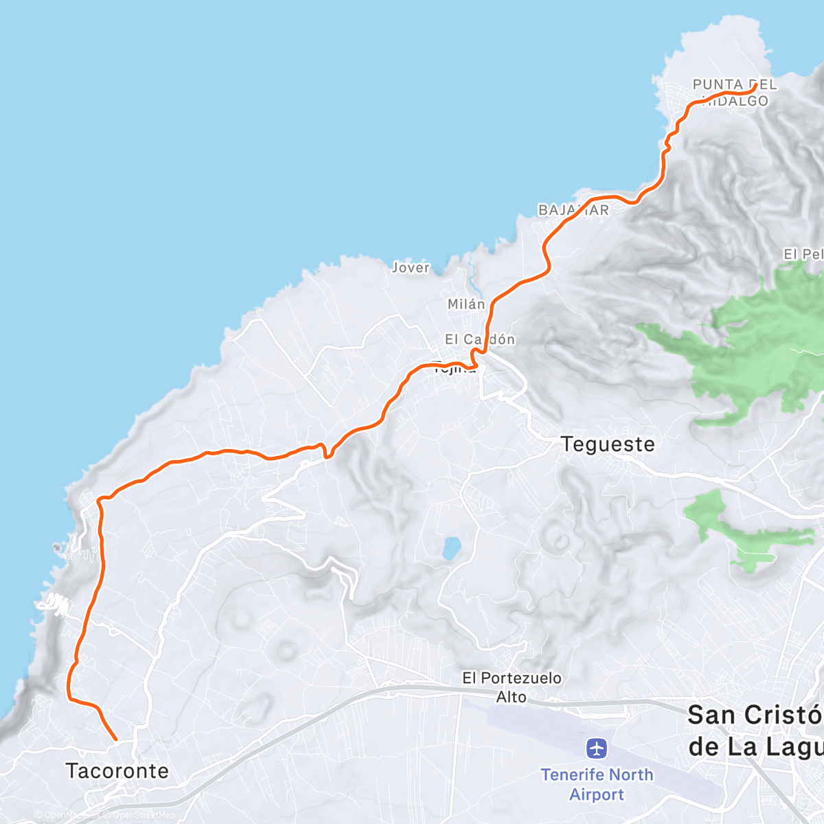 Map of the activity, ROUVY - Punta del Hidalgo | Tenerife