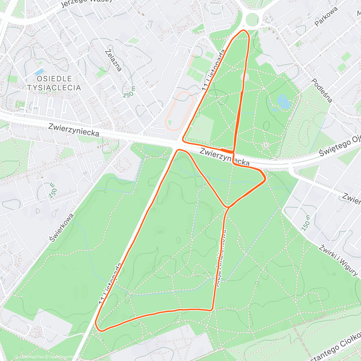Map of the activity, parkrun Białystok 🌲🌳