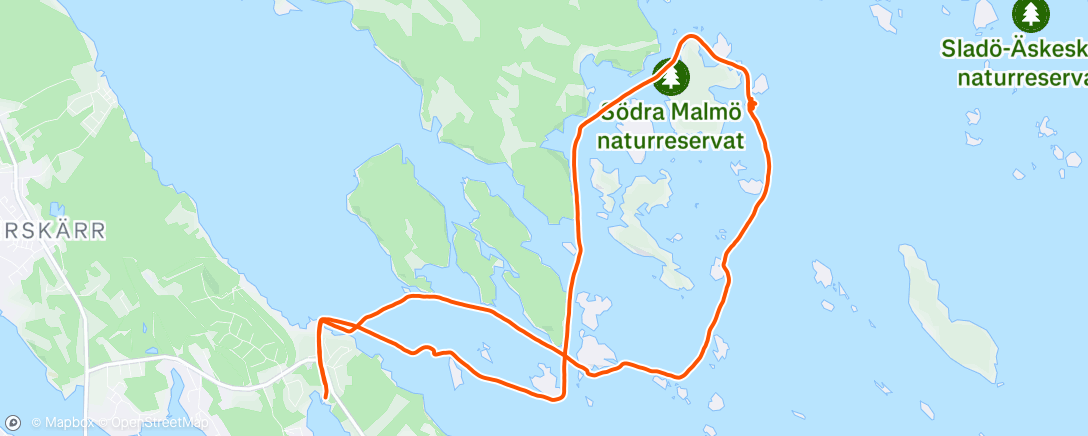 Map of the activity, Paddling med fika