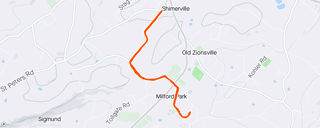 Map of the activity, Two miles tempo
