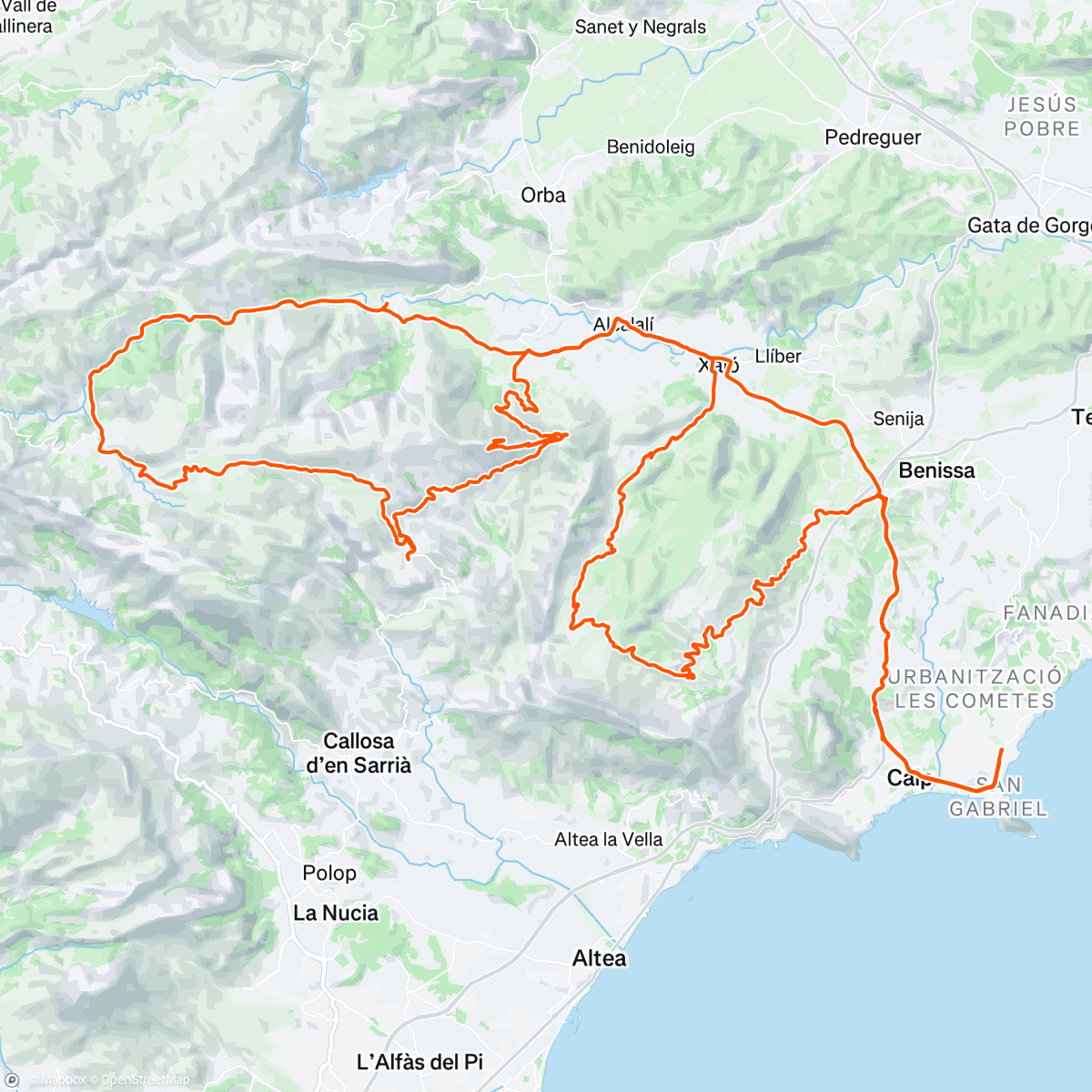 アクティビティ「Dnes Bernia (tazka strana) a Col de Rates (popularna strana), pridavok Rates Extreme, potom Crueta a domov」の地図