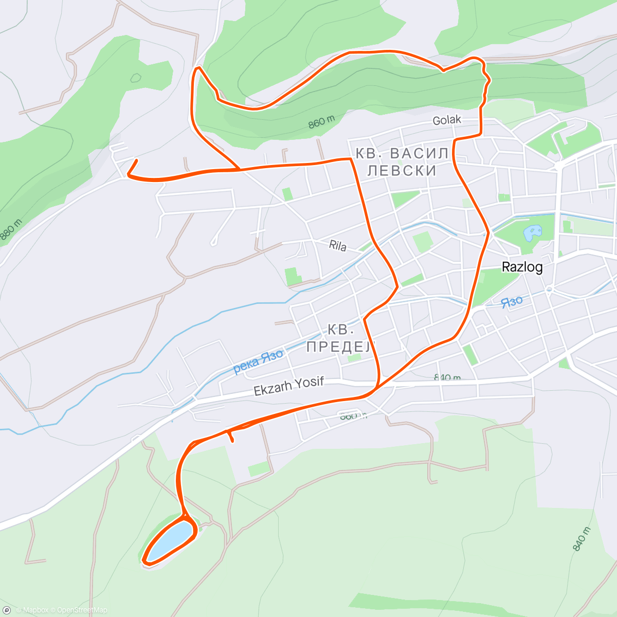 Map of the activity, Last morning in Razlog. Glorious. 🌞