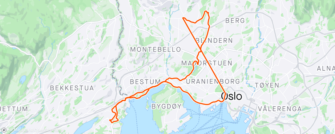 Mapa da atividade, Langtur med Namdal løpeklubb (og hente sekken fra veksling Slemdal)