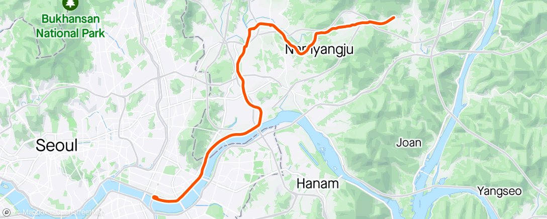 Map of the activity, 마석 -> 서울 -> 마석