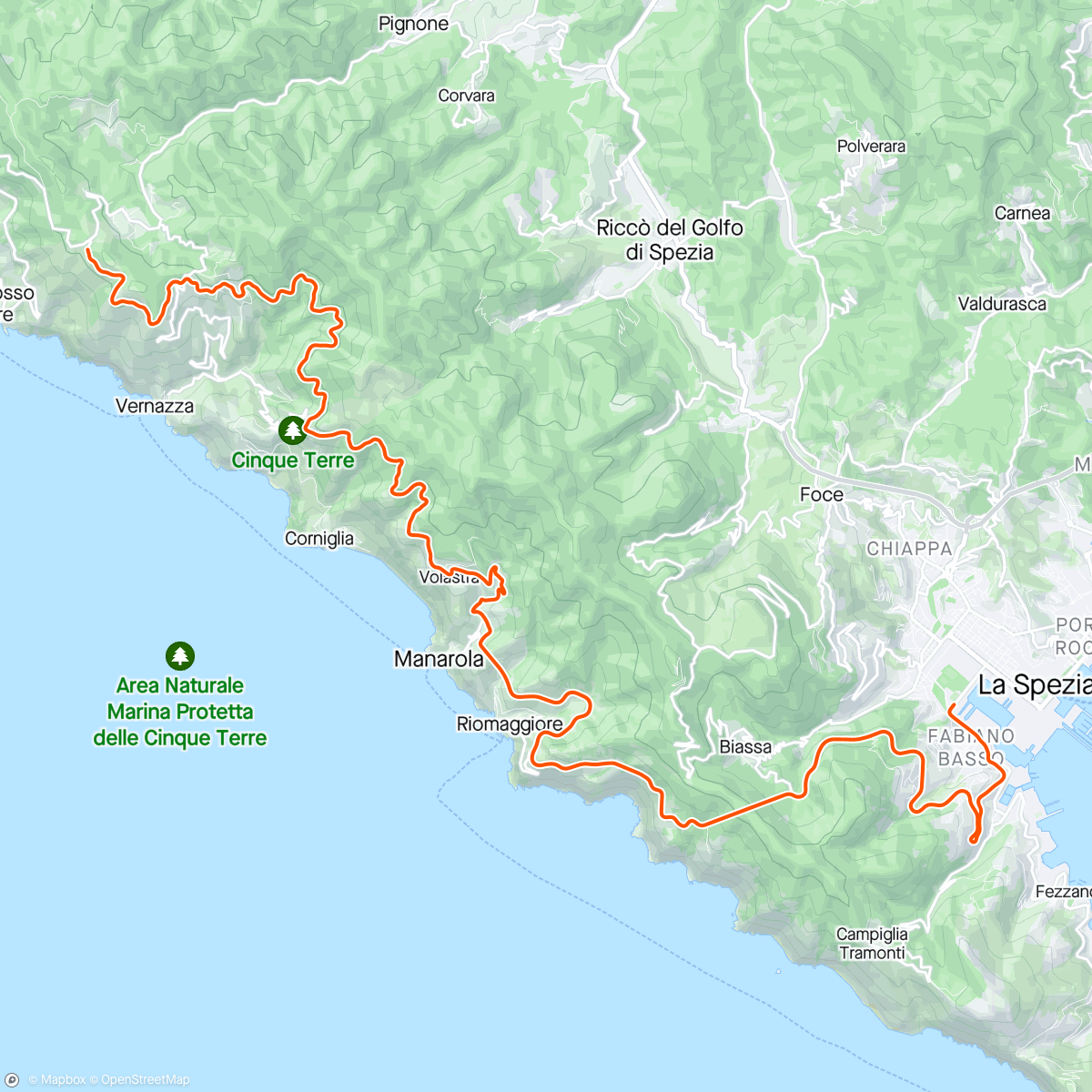 Map of the activity, ROUVY - PEDALITALY Cinque Terre – Liguria – Italy