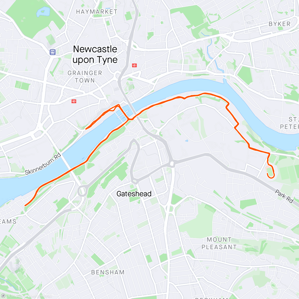 Map of the activity, Newcastle Gateshead 10k