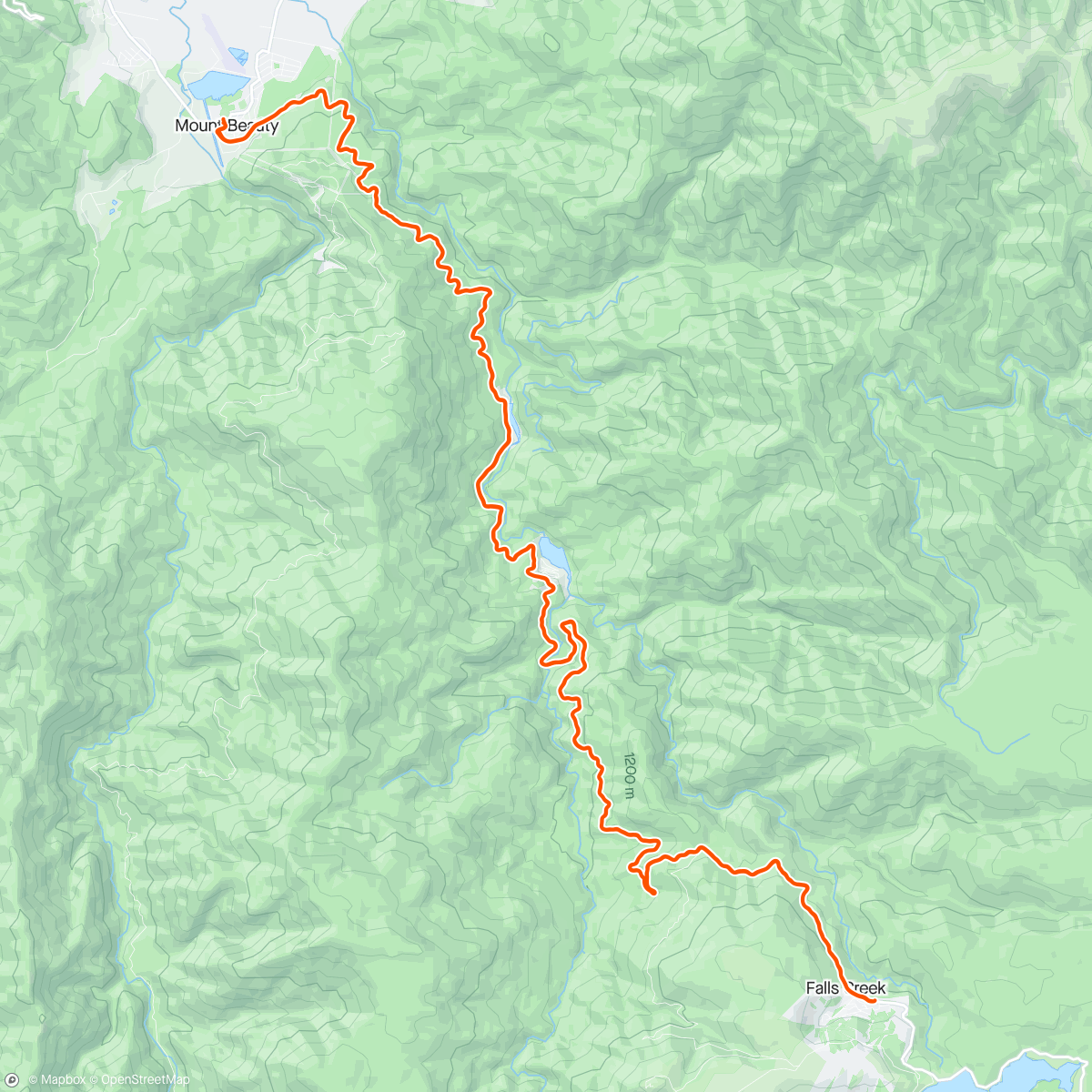 Karte der Aktivität „Falls Creek - final climb in this region”