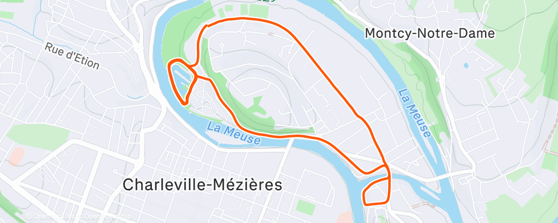 Map of the activity, Afternoon Run