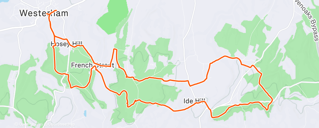 Map of the activity, 20k walk in the rain