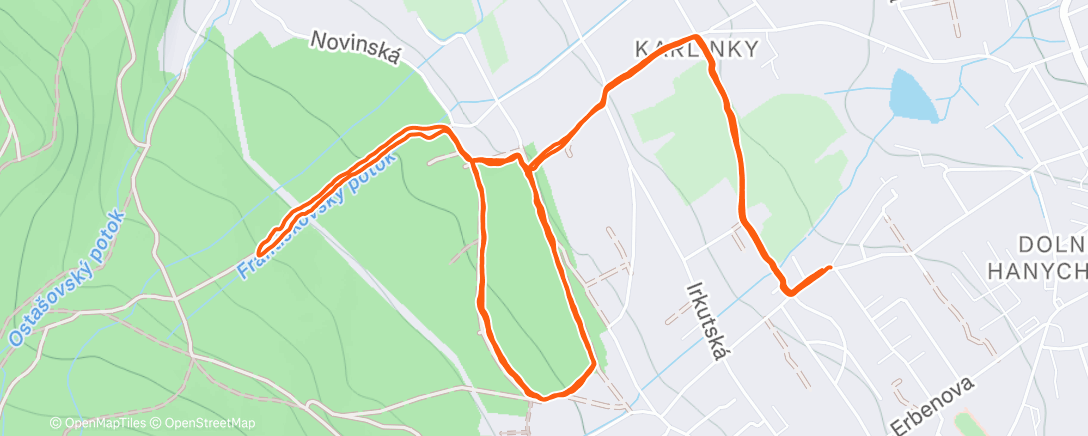 Map of the activity, Afternoon Run