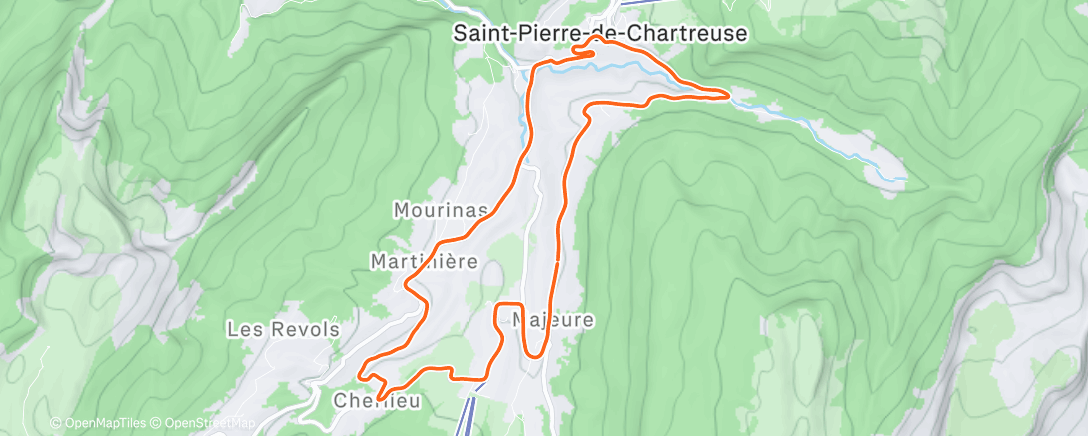 Map of the activity, Course à pied le midi