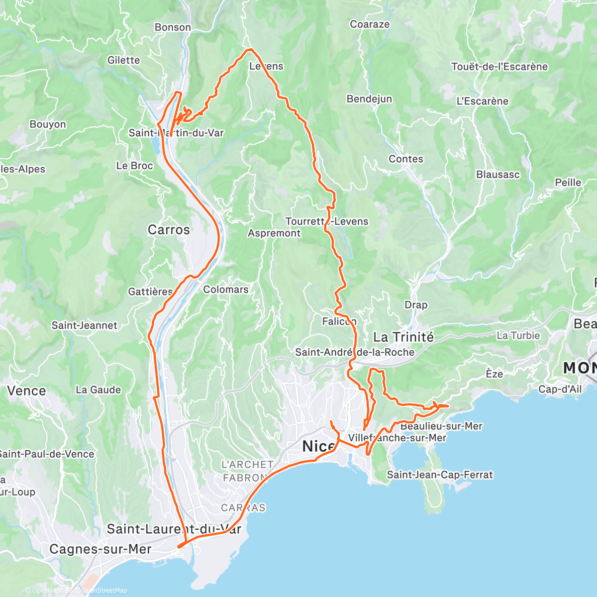 Map of the activity, Sortie vélo le matin