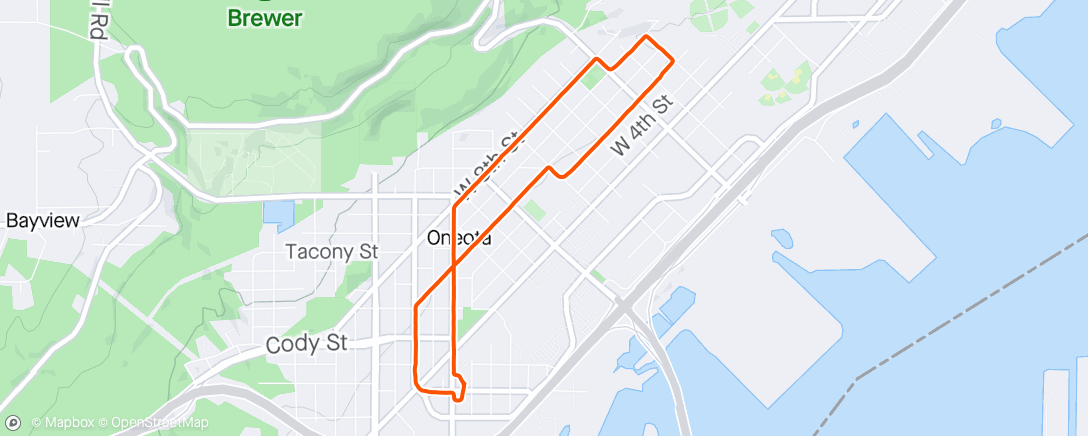 Map of the activity, T-shirt and shorts on an extended Denfeld loop