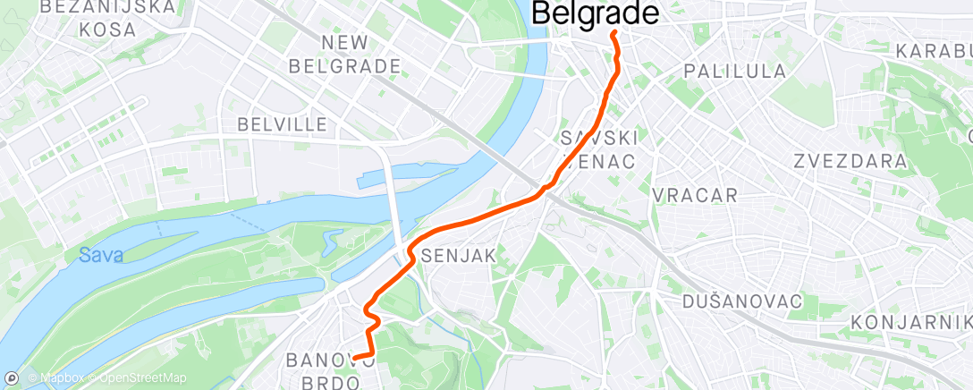 Map of the activity, Belgrade in the morning