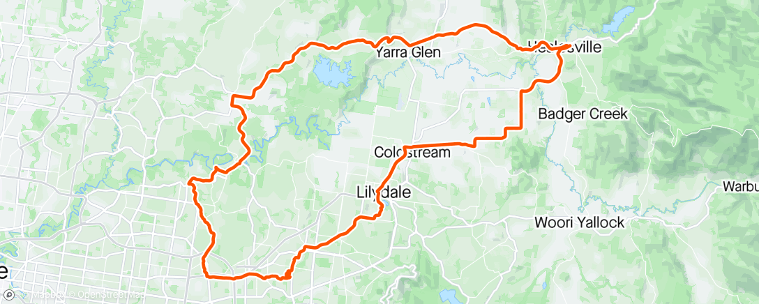 Map of the activity, WCI Thursday Touring - Healesville