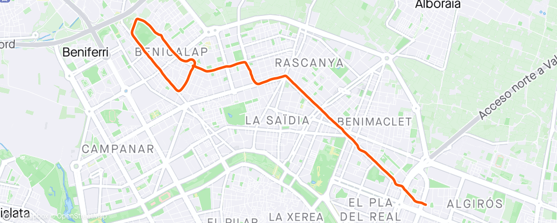 アクティビティ「Caminata a la hora del almuerzo」の地図
