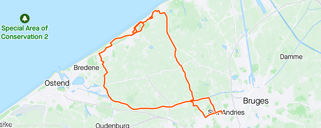 Map of the activity, Avondrit op e-mountainbike