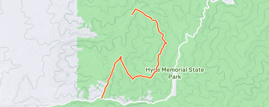 Map of the activity, Afternoon Trail Run