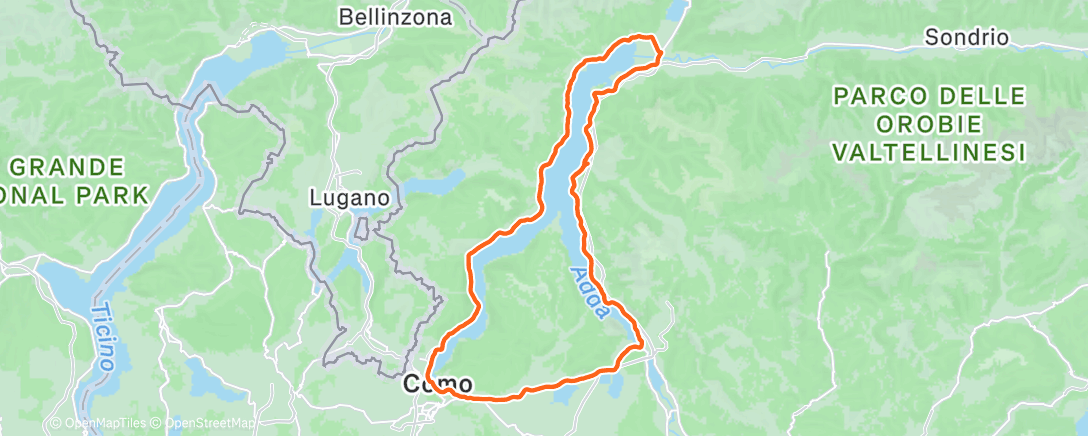 Map of the activity, Pedalata mattutina