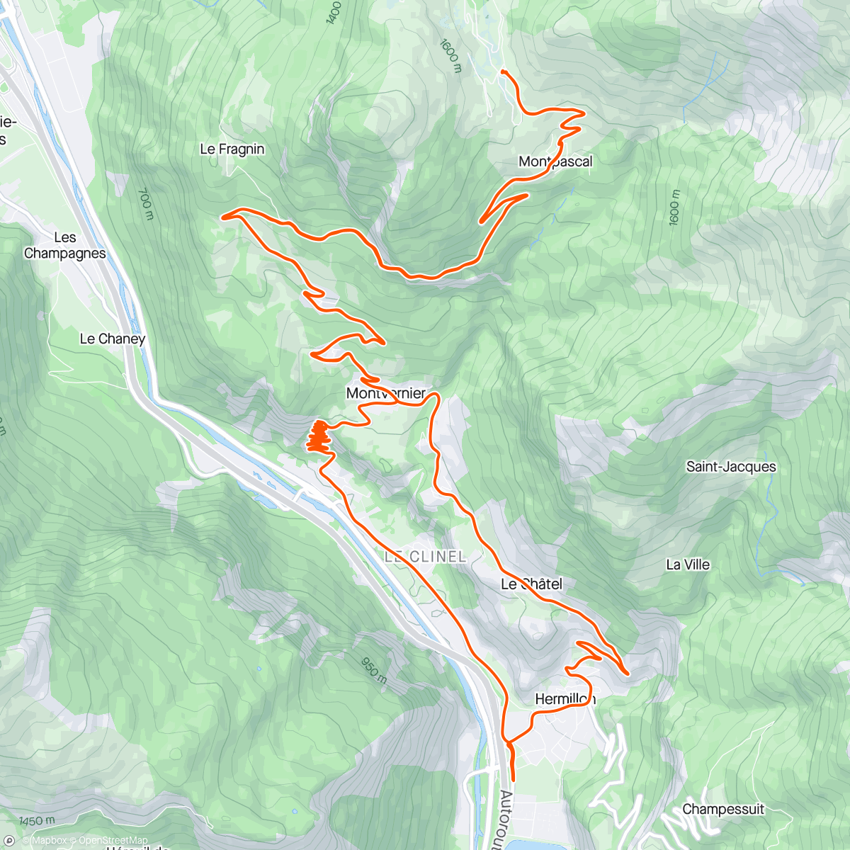 Mapa da atividade, Col du Chaussy par les lacets de Montvernier
