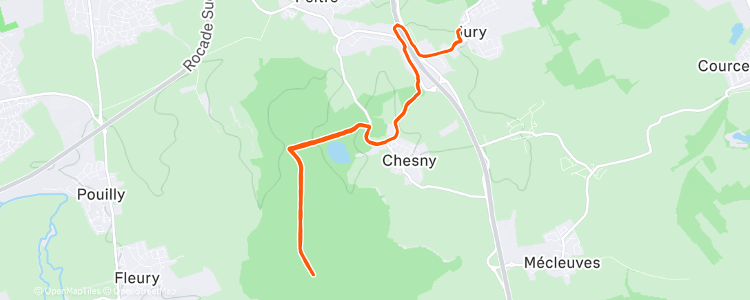 Map of the activity, Course à pied le midi