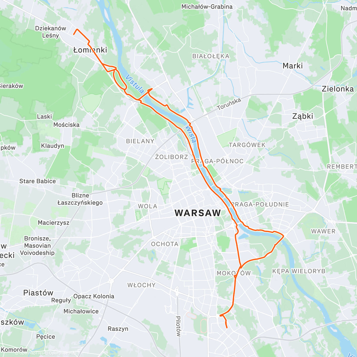 Map of the activity, #łomiankicity Afternoon Ride