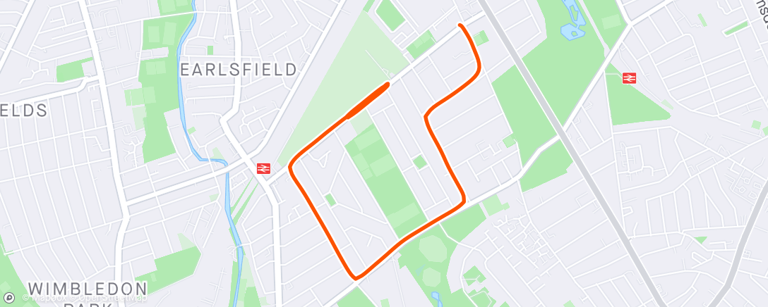 Map of the activity, Light Jog with 4x 200 hill sprints