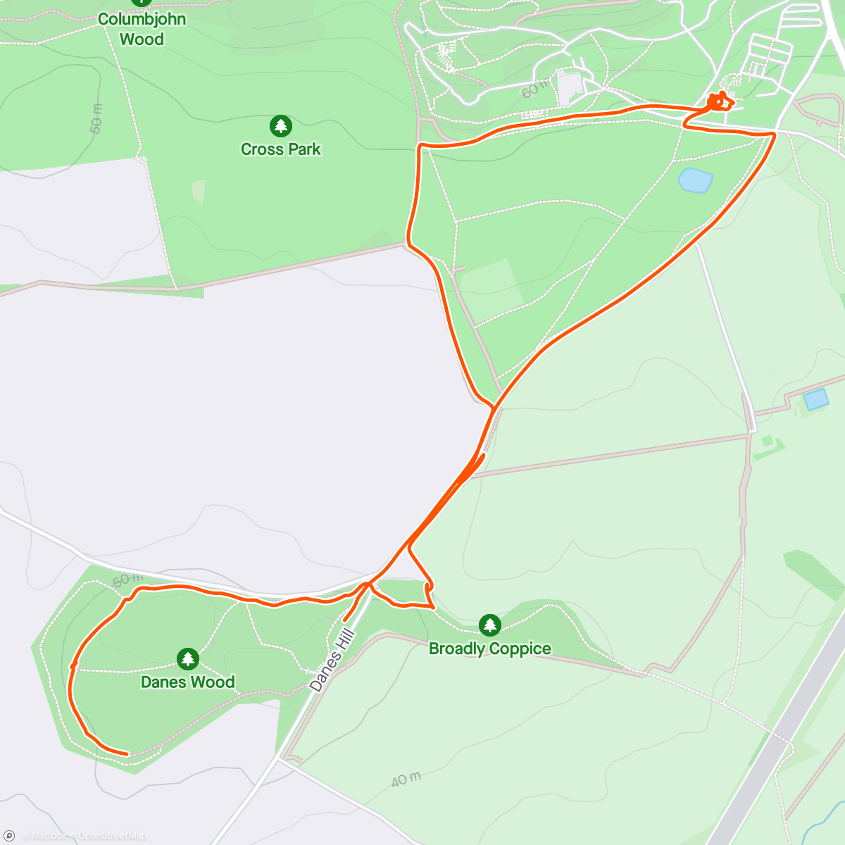 Карта физической активности (Danes Wood to Killerton)