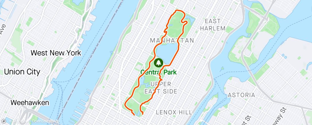 Map of the activity, Central Park loop