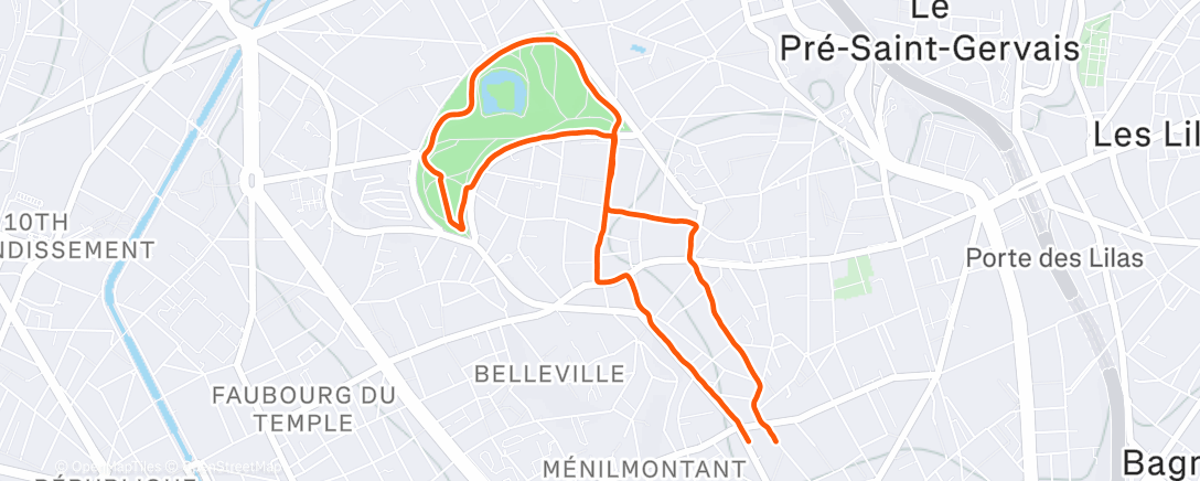 Map of the activity, Afternoon Run