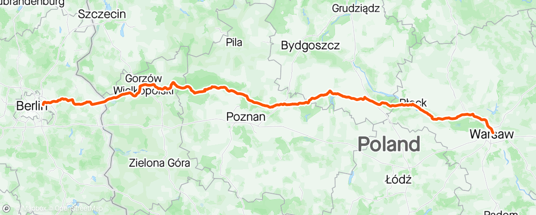 Карта физической активности (ViaRegia Bike Ultramarathon Berlin - Warszawa 44:35h)
