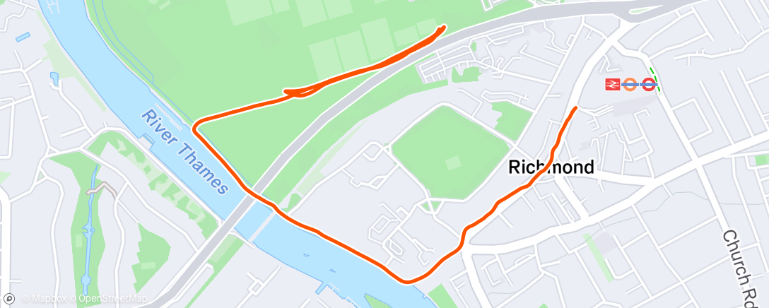 Map of the activity, Parkrun warm up along the river