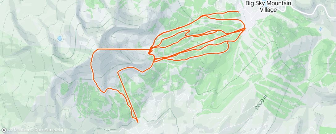 Map of the activity, Slopes - A day skiing at Big Sky Resort
