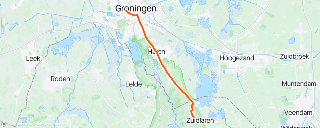 Karte der Aktivität „Fietsrit Zuidlaren-Groningen”