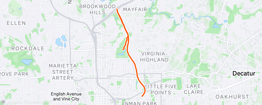 Map of the activity, Afternoon Run