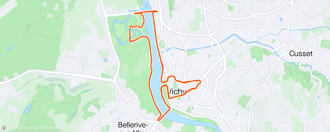 Map of the activity, Semi marathon foulées vichyssoises 1h29:00 🎉