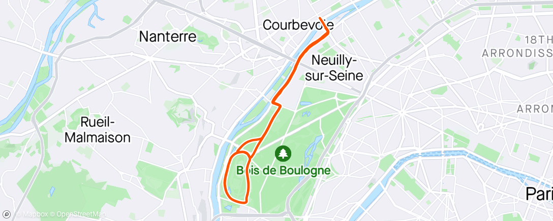 Map of the activity, Entraînement vélo avec Patrice