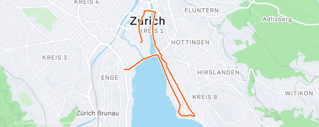 Map of the activity, Highly recommend listening to the interstellar soundtrack while running alongside Zurich lake at 6am