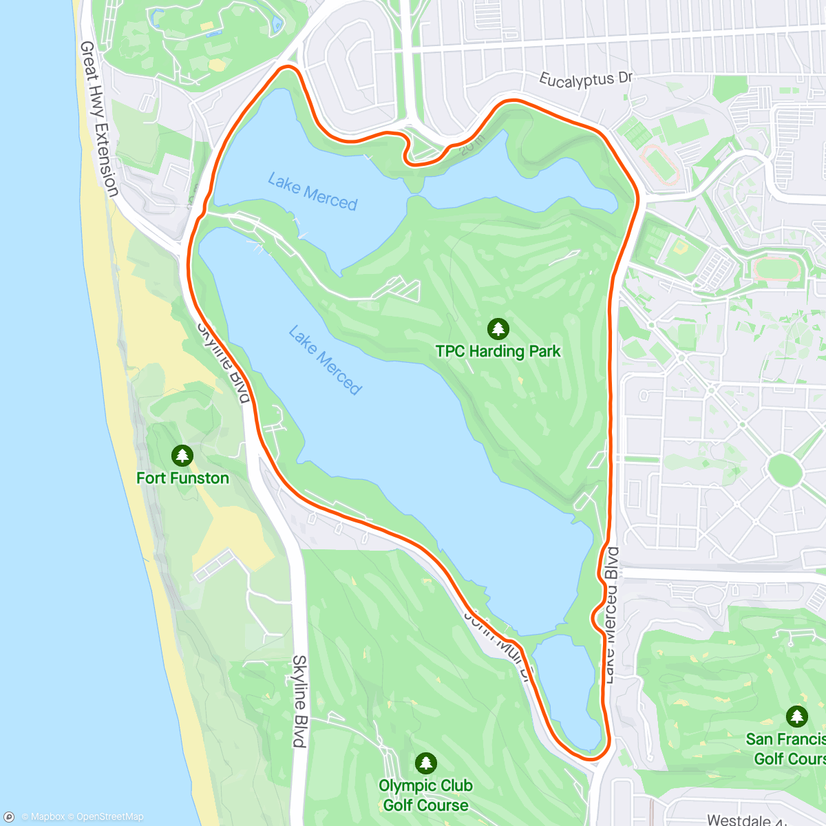 Mapa da atividade, Lake Merced Morning Miles