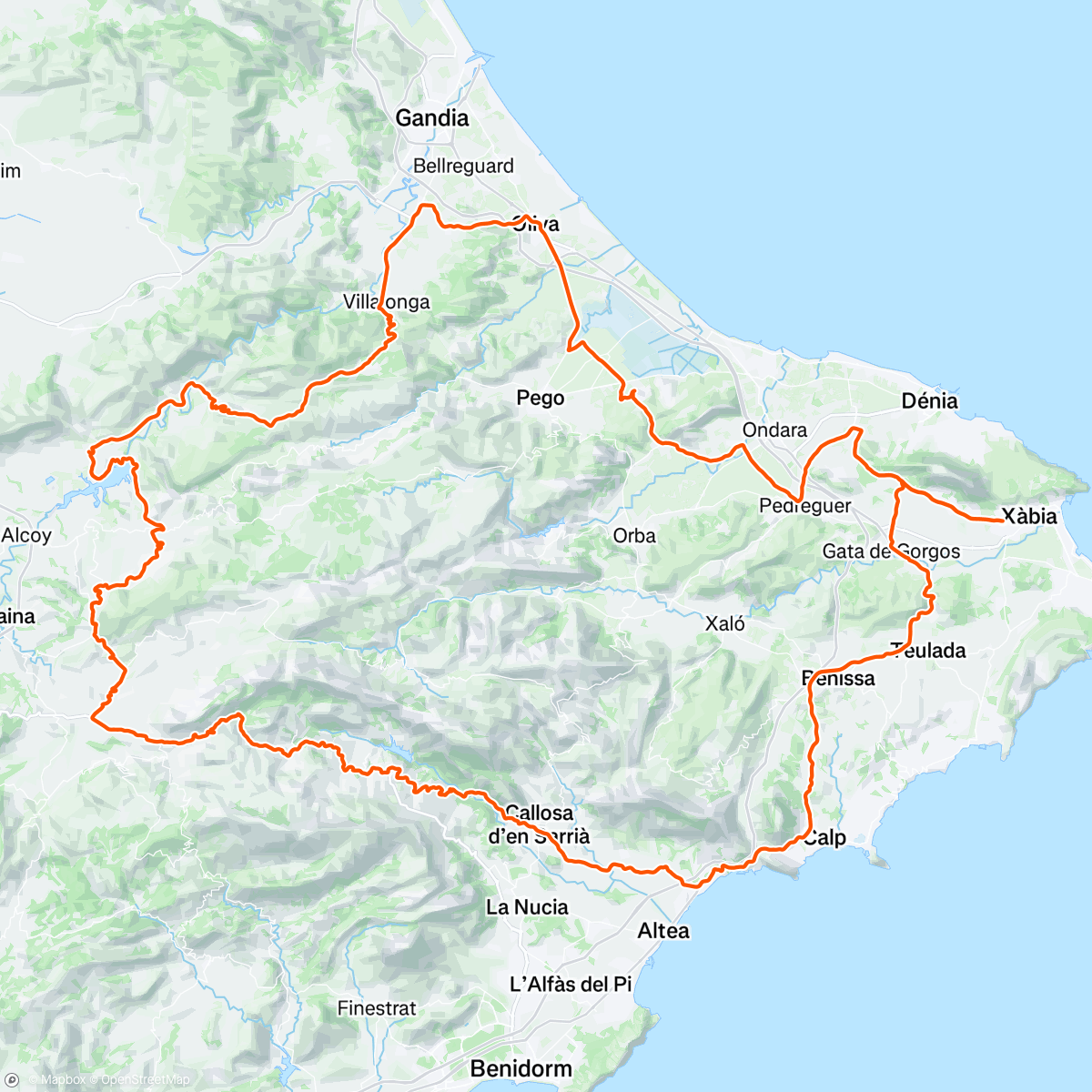 Map of the activity, Último día Cofidis Team (Denia)