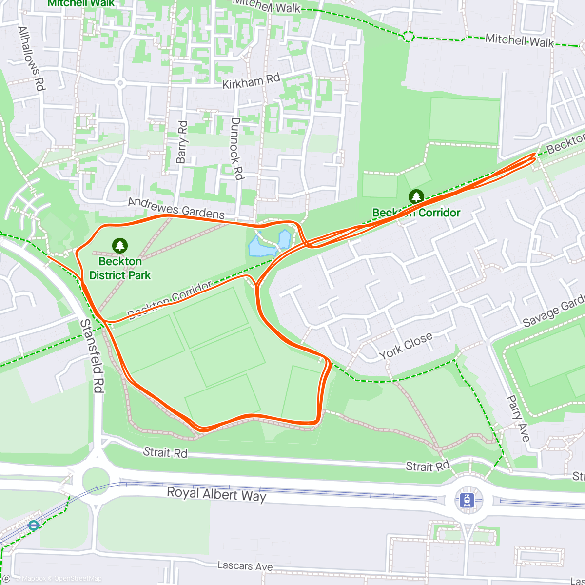 Map of the activity, 5k Beckton Parkrun