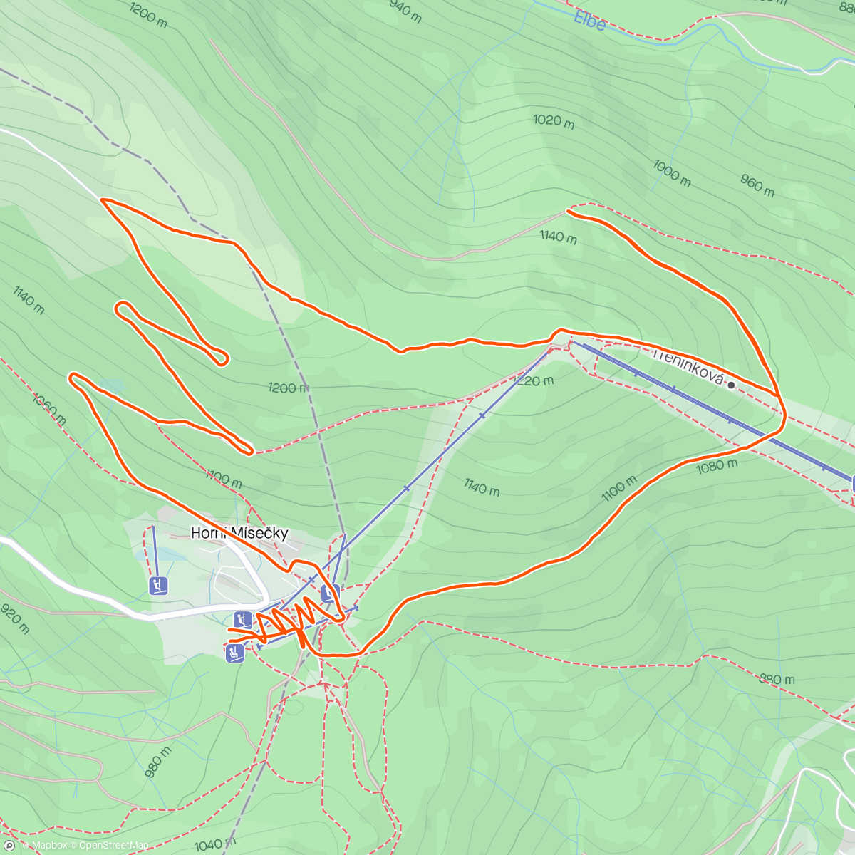 Mapa de la actividad (Vycházka na tuleních pásech na kopec ❄️)
